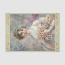 Girl with roses by Emile Vernon, Decoupage