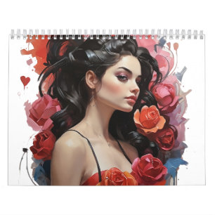 girl with roses calendar