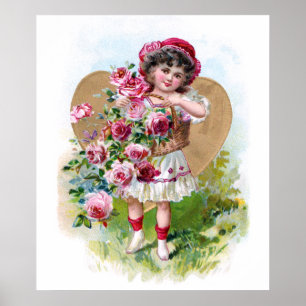 Girl with Roses Poster