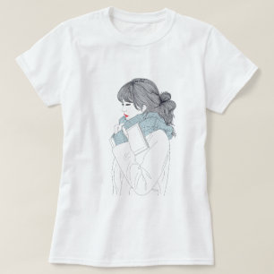 Girl with scarf and book T-Shirt