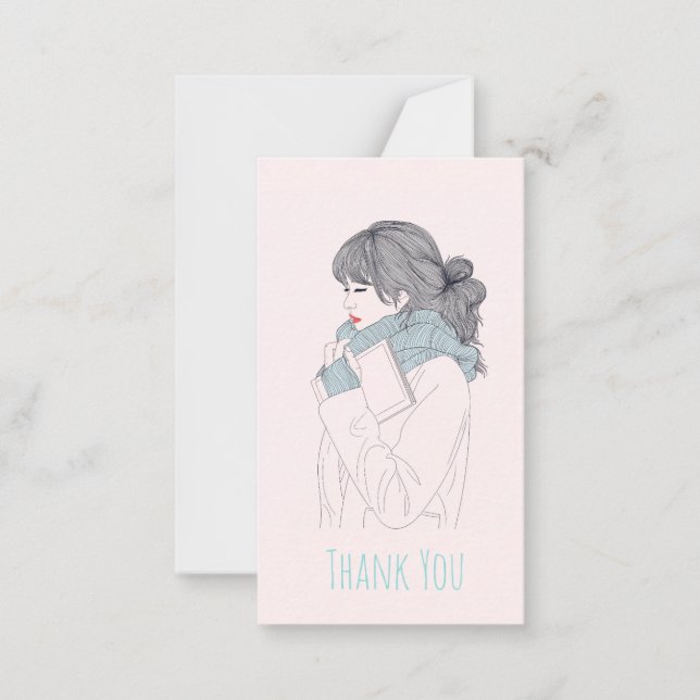 Girl with scarf cool graphic illustration card (Front)