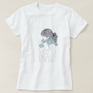 Girl with scarf cool graphic illustration T-Shirt
