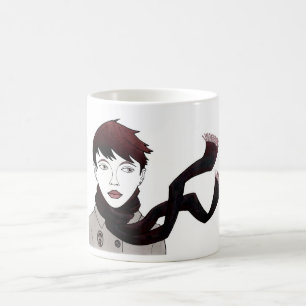 girl with scarf cup