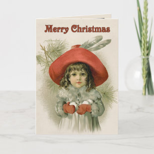 Girl with Snowballs - Maud Humphrey Holiday Card