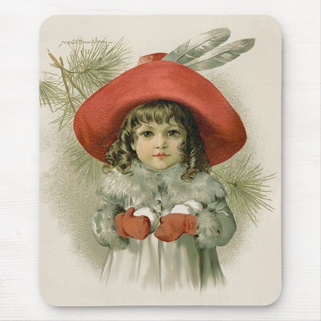 Girl with Snowballs Mouse Mat (Front)