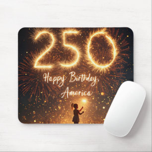 Girl With Sparklers For America's 250th Birthday Mouse Mat