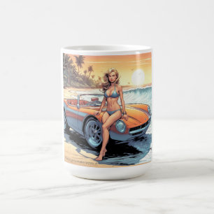 Girl with sports car coffee mug
