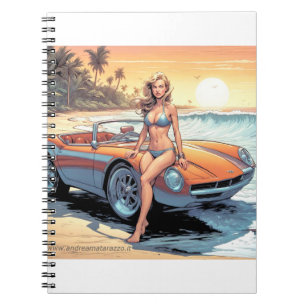Girl with sports car notebook
