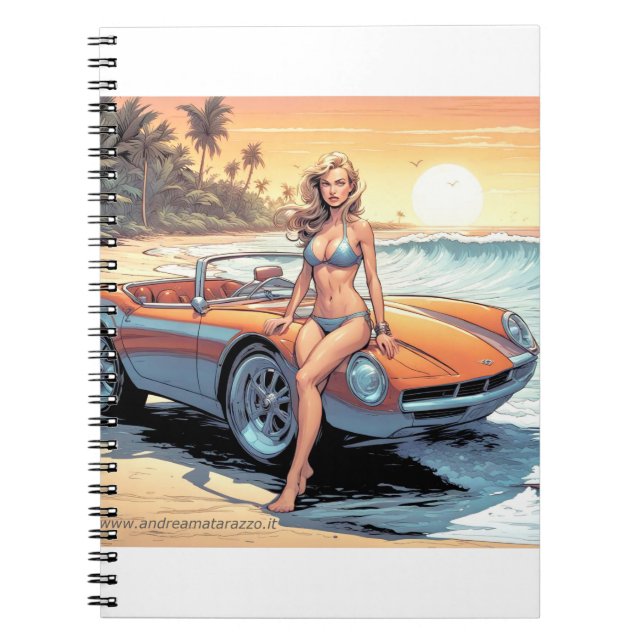 Girl with sports car notebook (Front)
