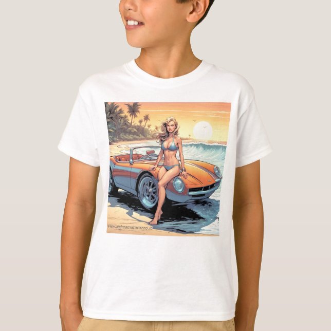 Girl with sports car T-Shirt (Front)