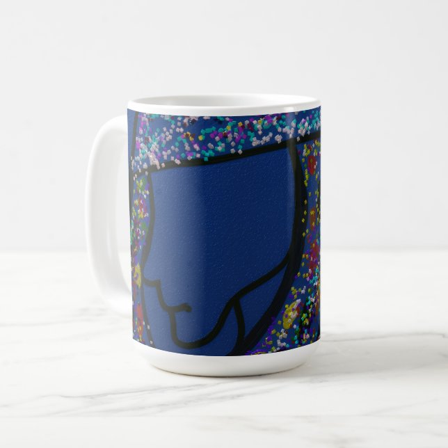 Girl with Spotted Glitter Print Hair  Coffee Mug (Front Left)