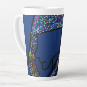 Girl with Spotted Glitter Print Hair  Latte Mug