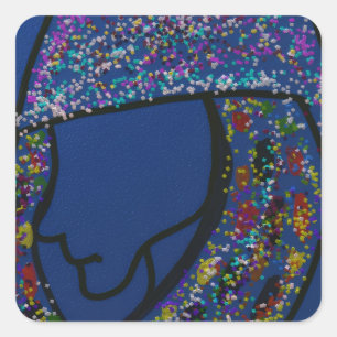 Girl with Spotted Glitter Print Hair  Square Sticker