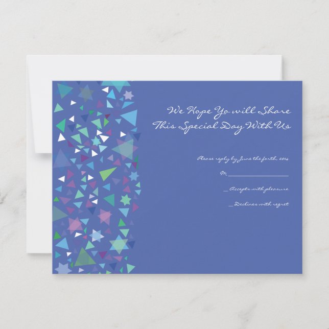 Girl with Stars in Her Hair Bat Mitzvah Reply Card (Front)