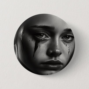 Girl with tears 6 cm round badge