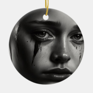 Girl with tears ceramic tree decoration