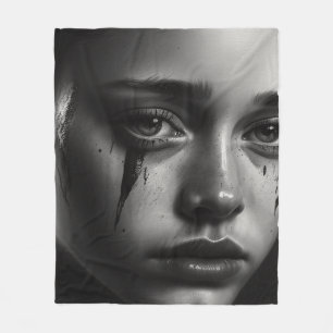 Girl with tears fleece blanket