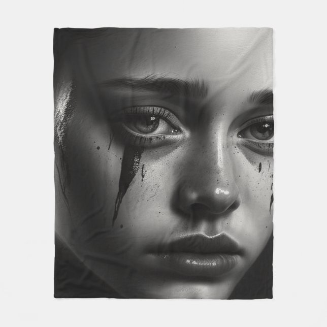 Girl with tears fleece blanket (Front)