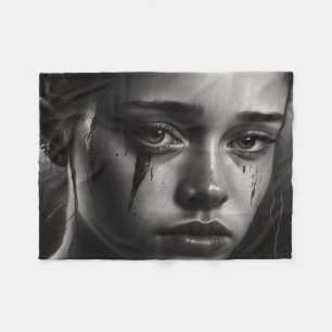Girl with tears fleece blanket