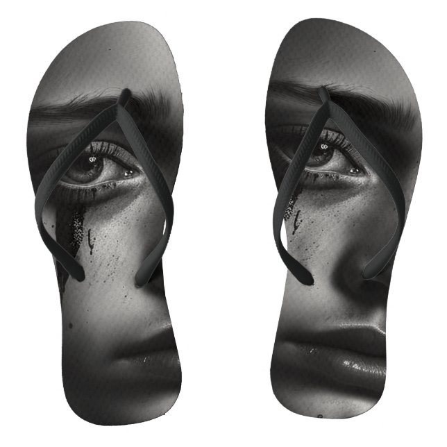 Girl with tears flip flops (Footbed)