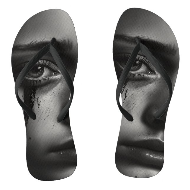 Girl with tears flip flops (Footbed)