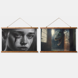 Girl with tears hanging tapestry