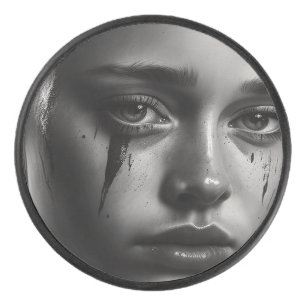 Girl with tears hockey puck