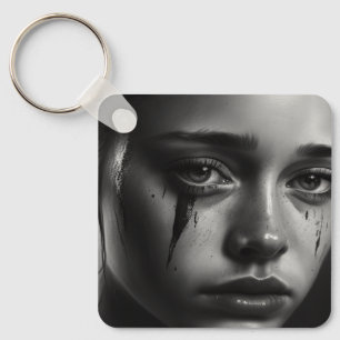 Girl with tears key ring