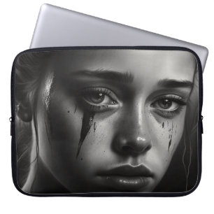 Girl with tears laptop sleeve