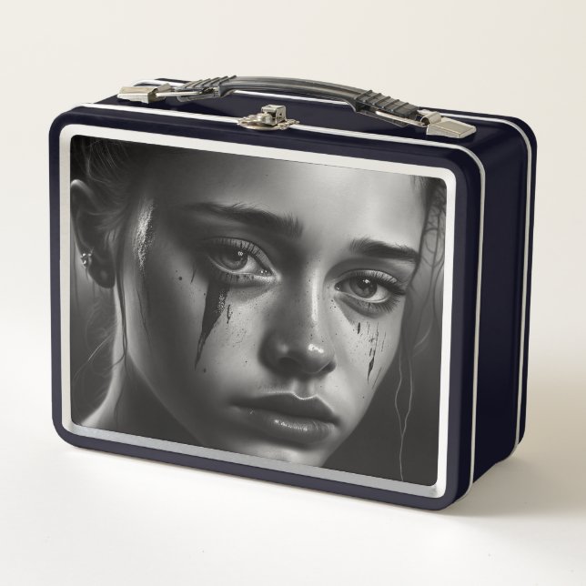 Girl with tears metal lunch box (Front)