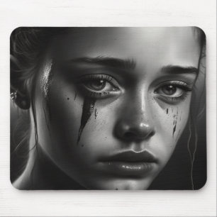 Girl with tears mouse mat