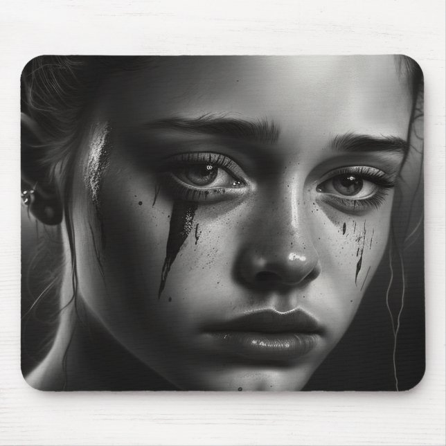 Girl with tears mouse mat (Front)