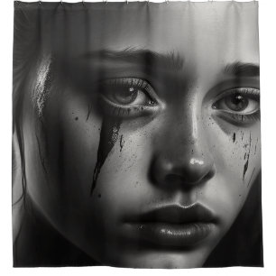 Girl with tears shower curtain