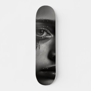 Girl with tears skateboard