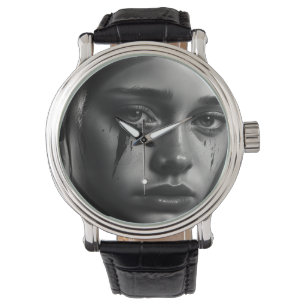 Girl with tears watch