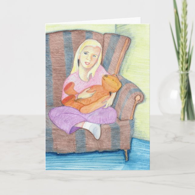 Girl with Teddy Bear Only One You Card (Front)