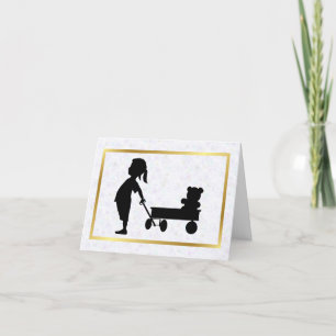 Girl with Teddy Bear Silhouette Greeting Card