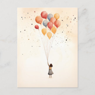 Girl with the balloons postcard