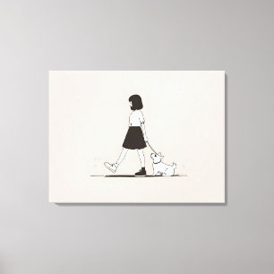 Girl with the dog canvas print