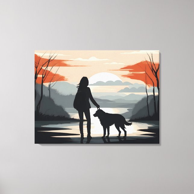 Girl with the dog canvas print (Front)