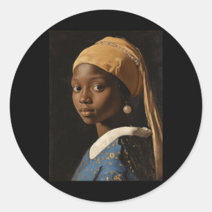 Girl With The Pearl Earring Black History Month Wo Classic Round Sticker