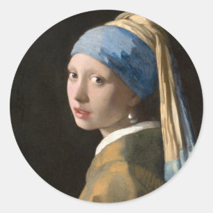 Girl with the pearl earring - Johannes Vermeer Classic Round Sticker