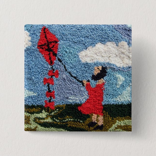 Girl With the Red Kite 15 Cm Square Badge (Front)