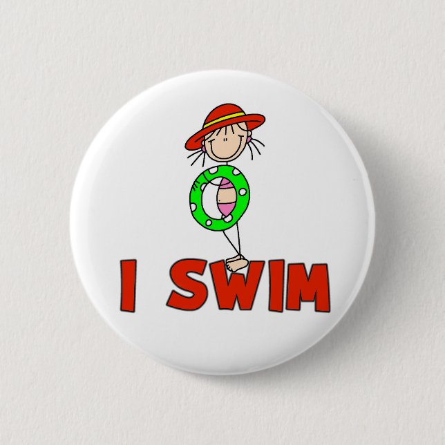 Girl With Tube I Swim Button (Front)