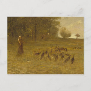 Girl with Turkeys Postcard