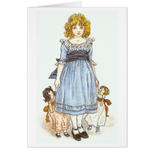 Girl With Two Dolls, Greeting Card