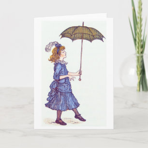 Girl with Umbrella, Greeting Card