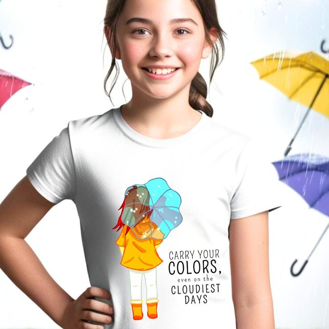 Girl with Umbrella in Wind Drawing  T-Shirt (Creator Uploaded)
