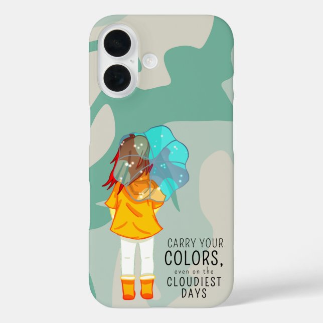 Girl with Umbrella in Wind Positive Quote Case-Mate iPhone Case (Back)