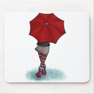 girl with umbrella rug mouse mat